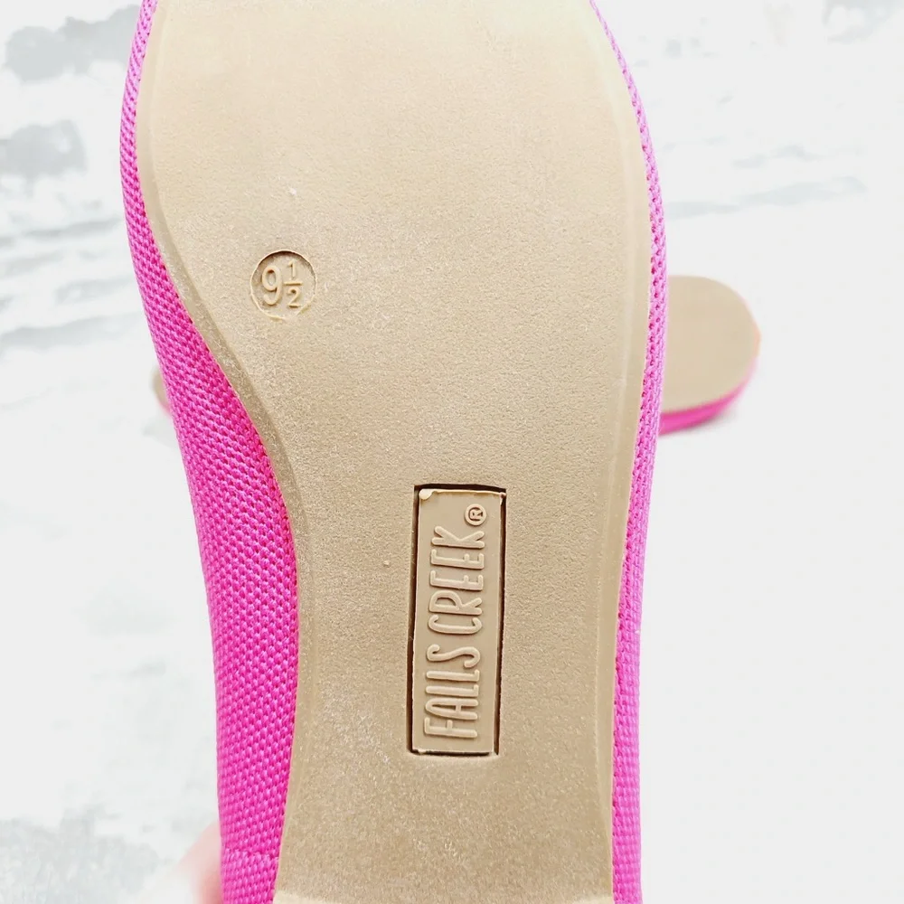NEW Falls Creek Phoebe Pink Knit Pointed Toe Slip On Balletcore Flats F672 - Picture 8 of 11